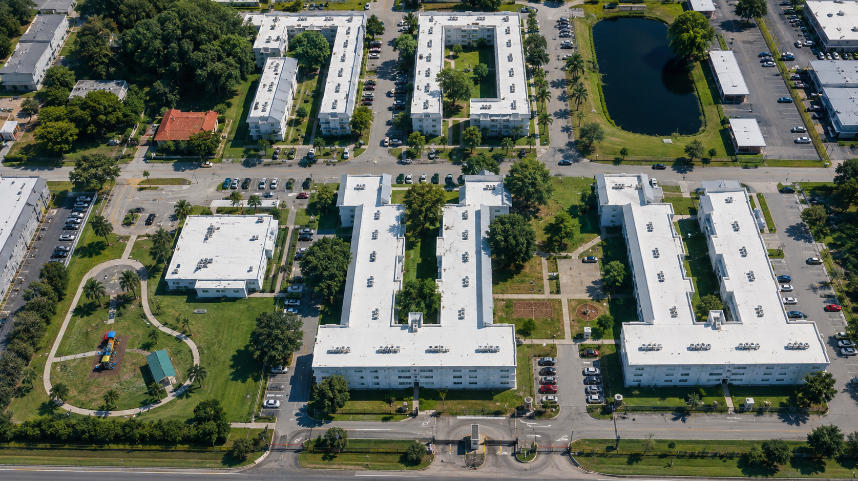 Aerial view of the Glorieta Gardens residential complex