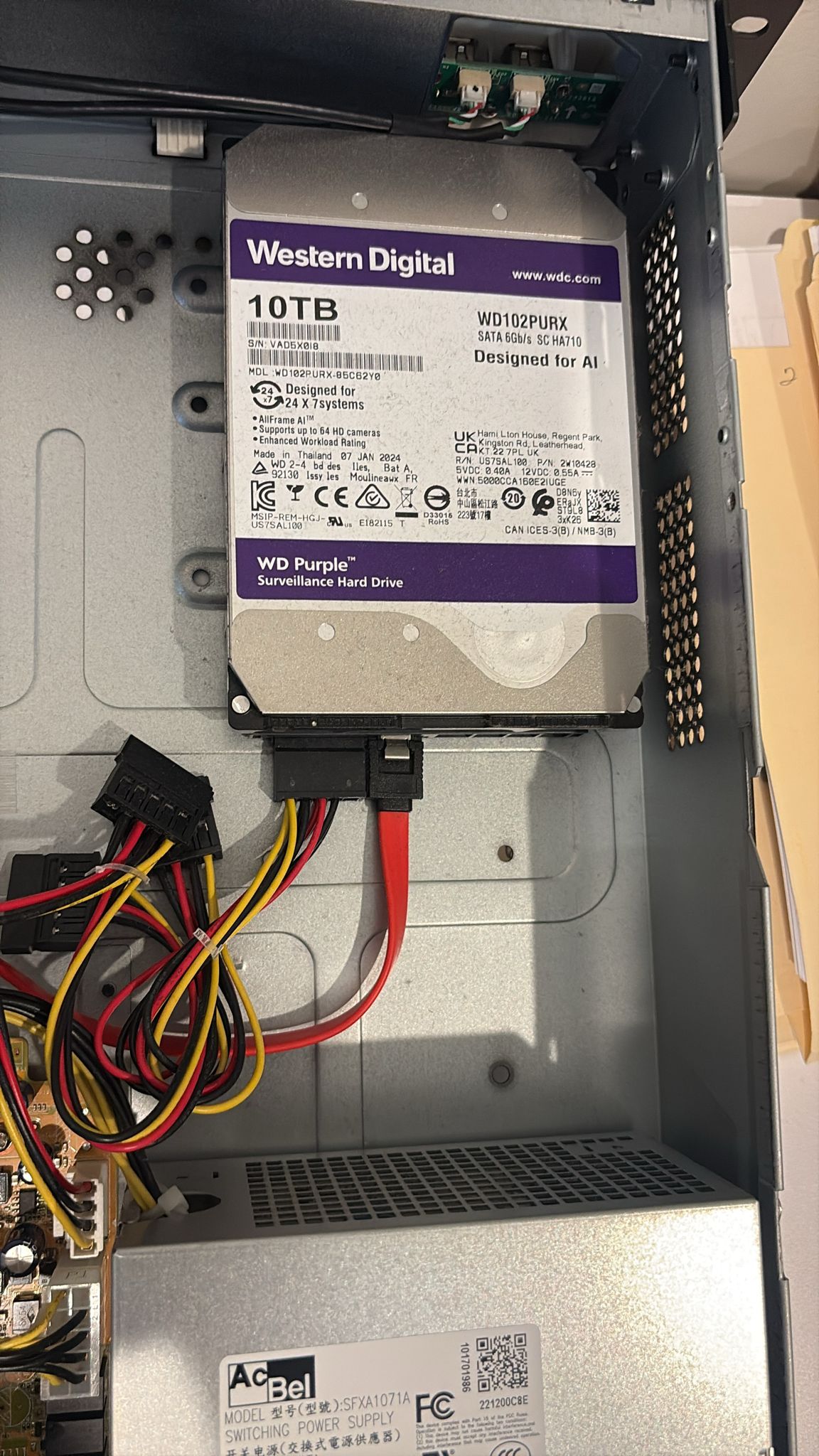 Replacement surveillance hard drive prepared for the Valencia Way recording system
